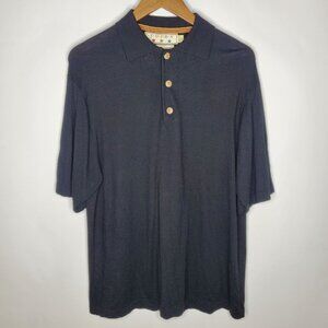 Sojrn Mens Bamboo Cashmere Short Sleeve Black Polo Sweater Size L Casual Luxe